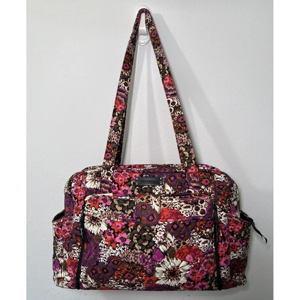 Vera Bradley Rosewood Stroll Around Diaper Bag w/ Changing Pad & Stroller Straps